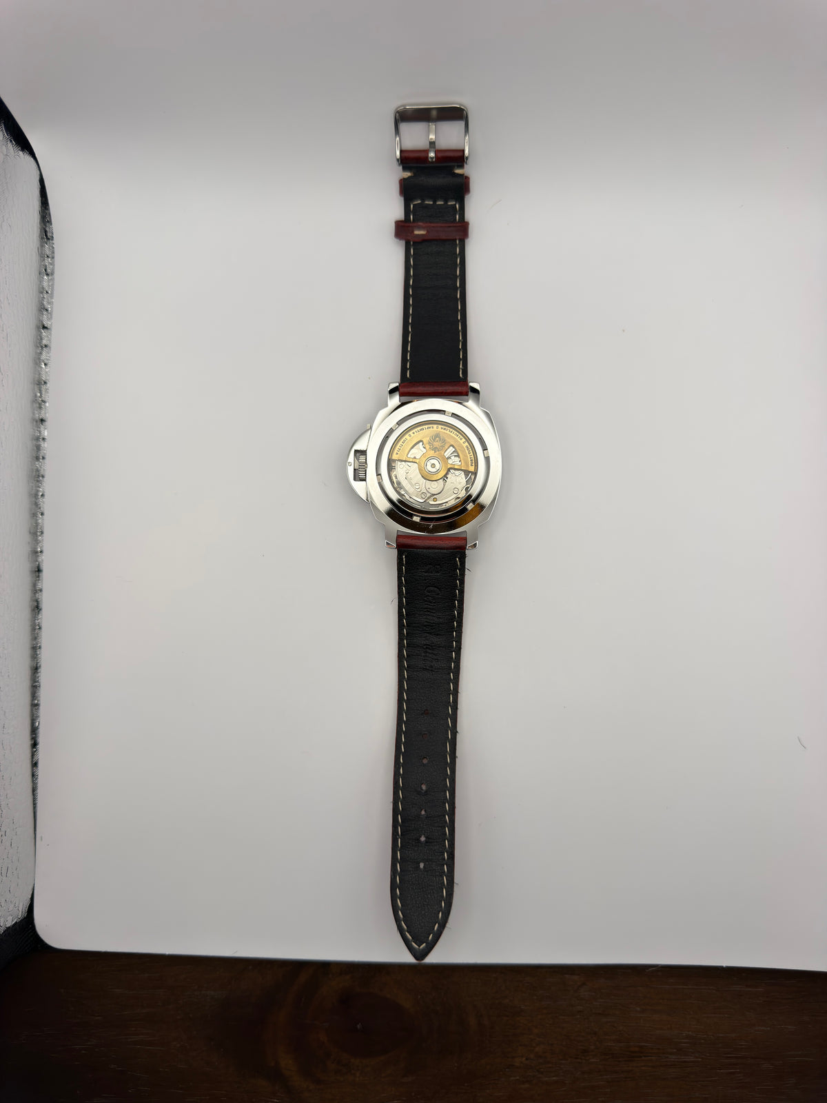 STOIC The Arete Verde: Exhibition caseback and full rear strap view